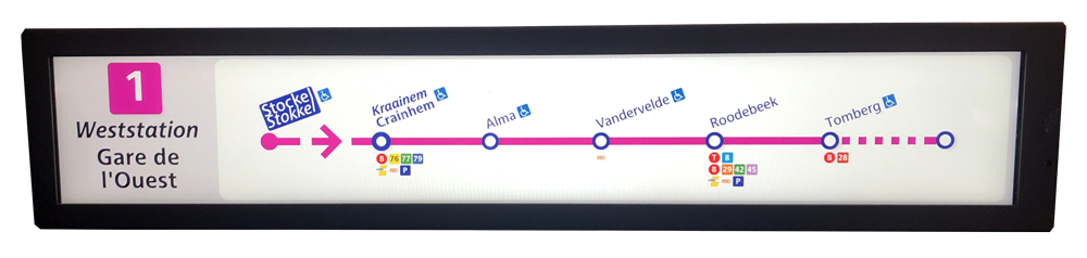 Pacis, système information voyageur, afficheur led, plan de ligne dynamiquebruxelles, actia, railway, ferroviaire, solution,